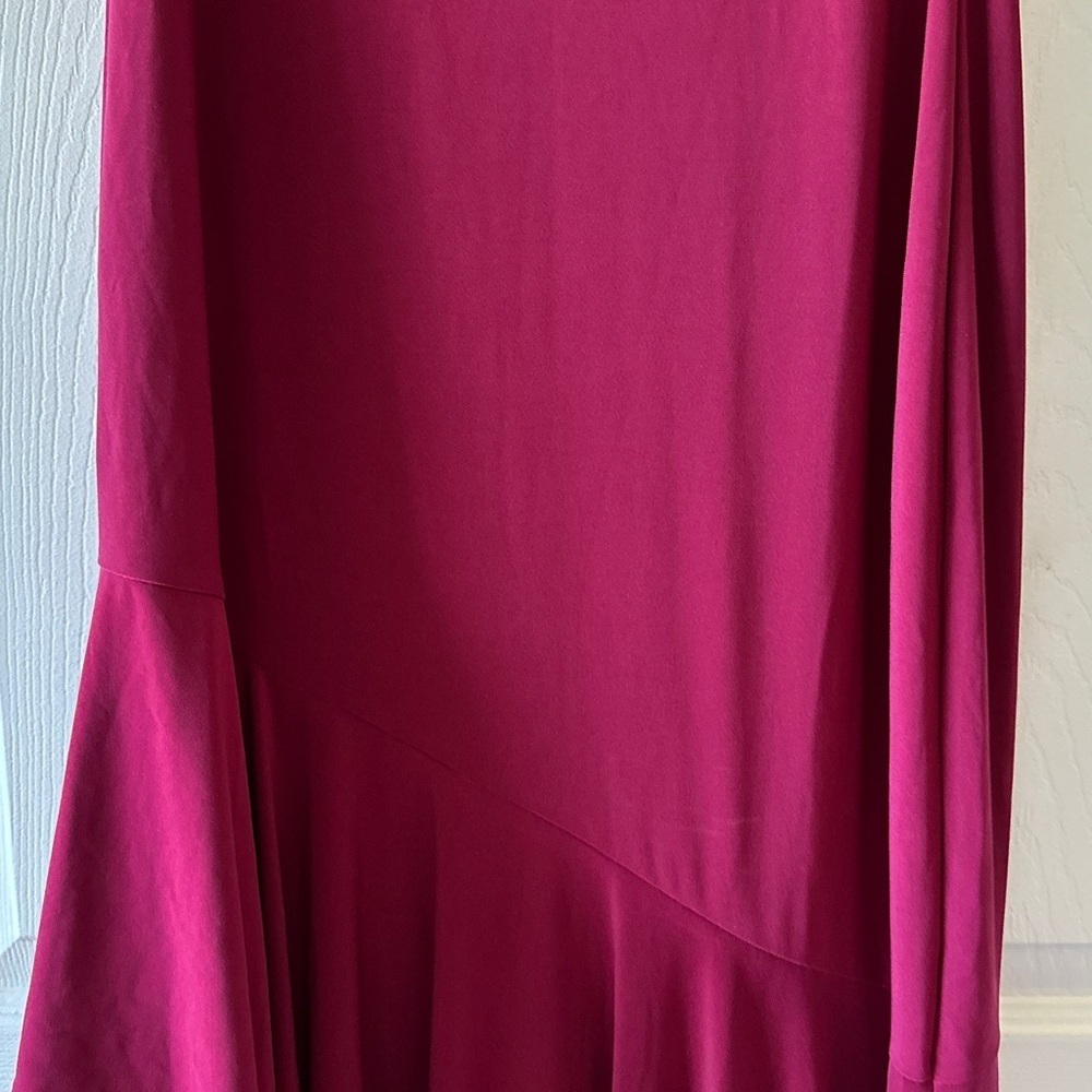 Express Strapless Asymmetrical Ruffle Maxi Dress, Fuchsia, Size Medium - Picture 13 of 15